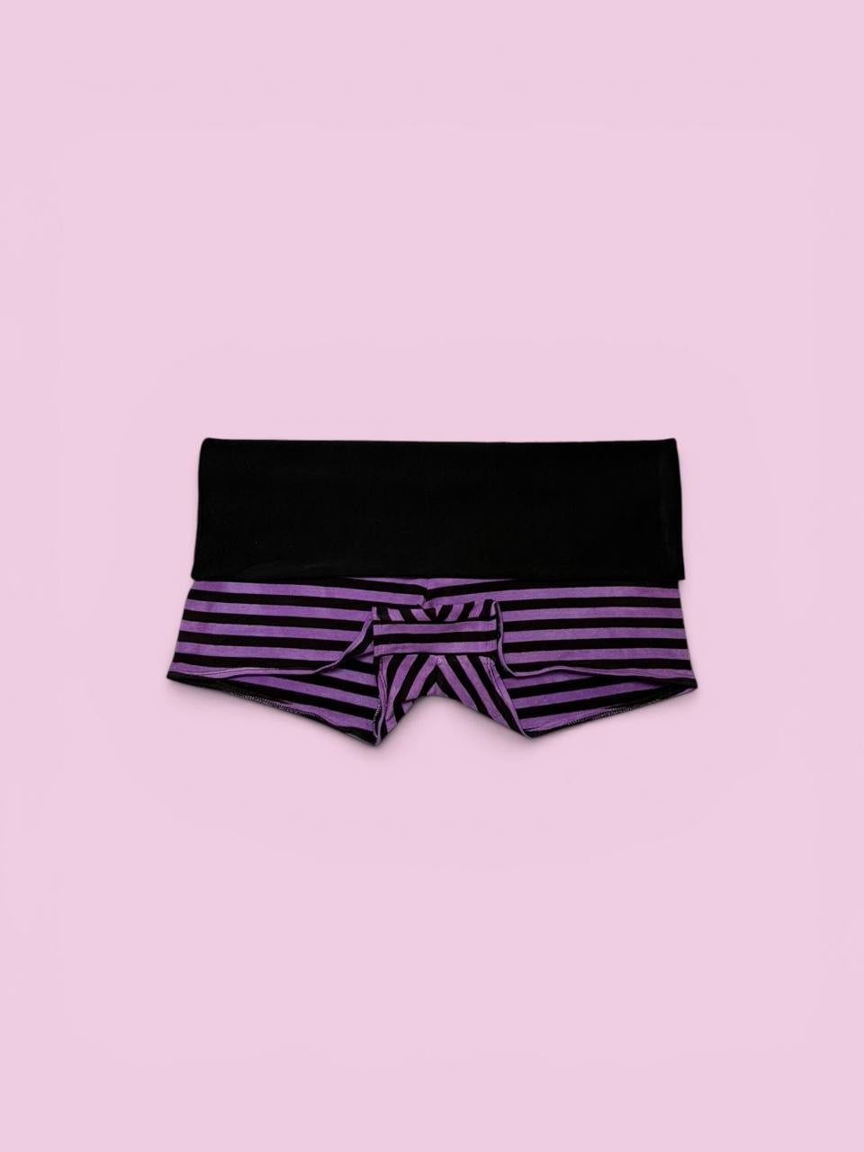 Purple yoga shorts fold over