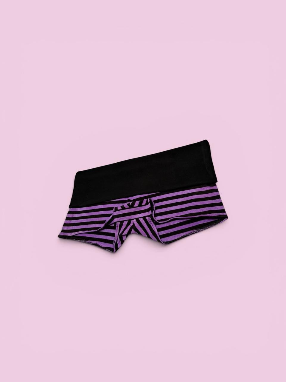 Purple yoga shorts fold over