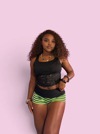 Electric green retro yoga shorts